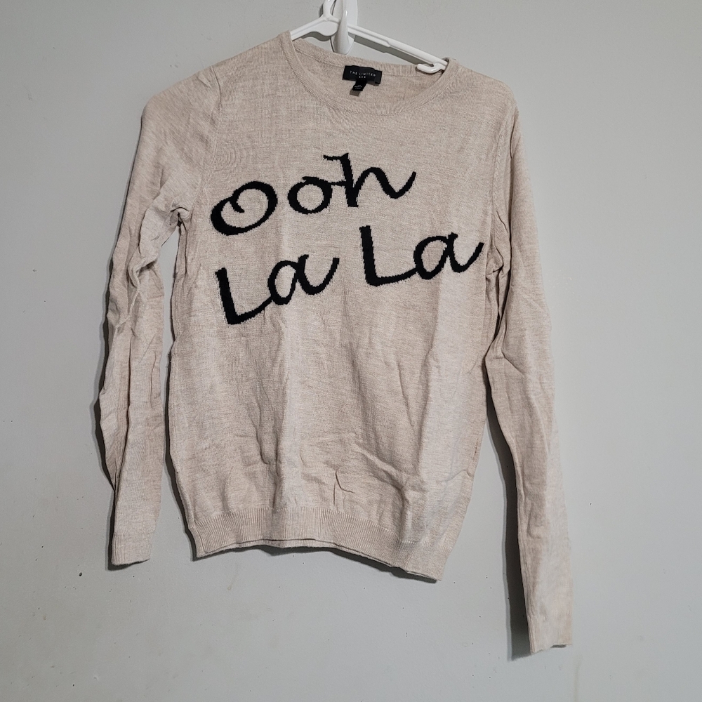 Limited Womens Top Size XS Cream French Ooh LA LA‎ Script Paris Shirt Oatmeal